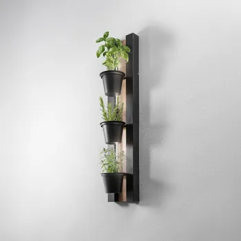 Lampička Luminex Nástěnné svítidlo Police, černá/dřevěná barva ocelového dřeva, výška 90 cm černá, dřevo - Doprava zdarma