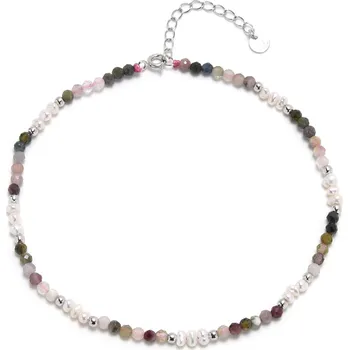 Náramek AURA Náramek na kotník přírodní Turmalín a perličky, stříbro AG925 - AU4022