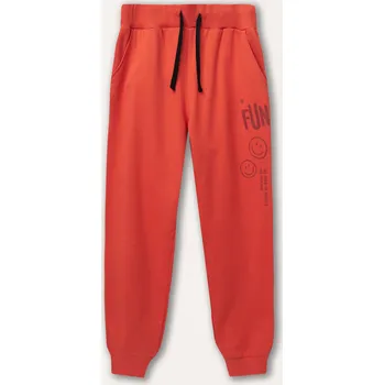 Dívčí tepláky Fun - terakotová 158