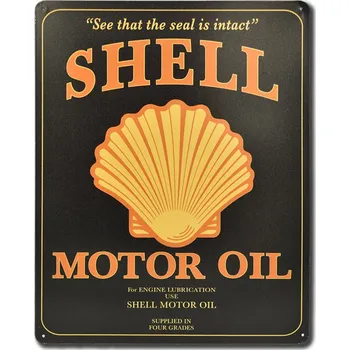 Plechová cedule Plechová cedule Shell Motor Oil Black 38 cm x 30 cm