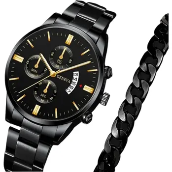 Hodinky Luxusní pánské quartz hodinky s náramkem z nerezové oceli Stylový doplněk Obchodní hodinky Odolné proti poškrábání Moderní design černá