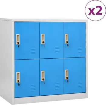 Zahradní úložný box OMAXI Uzamykatelné skříně 2 ks světle šedé a modré 90x45x92,5 cm ocel 847749