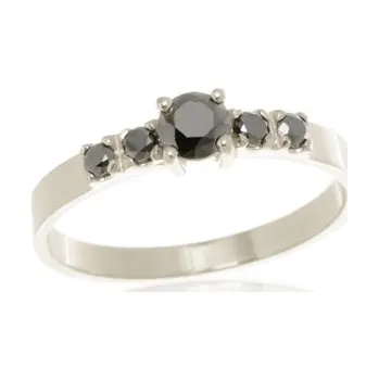 Prsten Prsten z bílého zlata s černými diamanty-brilianty BP0115BF + DÁREK ZDARMA