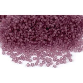 Dětské navlékací korálky Rokajl 12/0 - 2 mm transparent frosted, malé, 4 (M16) fialová