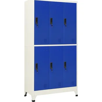 Zahradní úložný box OMAXI Uzamykatelná skříň šedá a modrá 90 x 45 x 180 cm ocel 701089