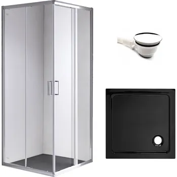 BPS-koupelny Čtvercový sprchový kout HYD-SK93A 80x80 chrom/transparent + vanička HYD-SSV-ST02A černá