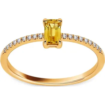 Prsten Jemný diamantový prsten se žlutým safírem 0,42ct DIHU071 + dárkové balení LUXUS zdarma