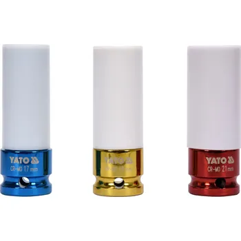 Sada nářadí YATO SADA RÁZOVÝCH NÁSTAVCŮ 1/2" PRO HLINÍKOVÉ DISKY 17 19 21mm DLOUHÉ YT-1056