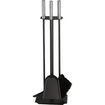 Krbová sada, 3dílná sada, s rukojeťmi z nerezové oceli, černá, výška: 62 cm