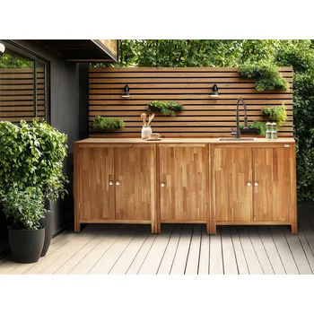 Kuchyňská skříňka Venkovní kuchyňská skříňka s 2 dvířky hnědá akátové dřevo 50 x 80 x 90 cm zahradní letní kuchyně Beliani