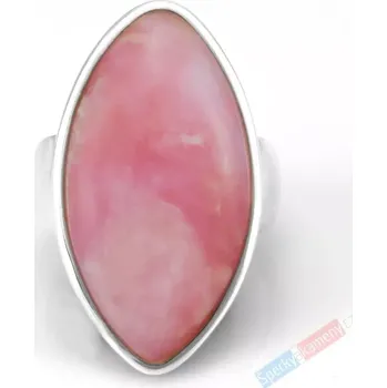 Prsten Velký stříbrný prsten (Ag 925/1000) s andským růžovým opálem QA, vel. kamene cca 34 x 18 mm, POUZE VELIKOST 57/58, RARITA (OA2119R)
