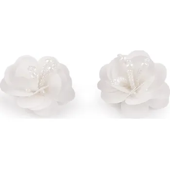 Flitrový květ s korálky Ø3,8 cm, barva 2 bílá