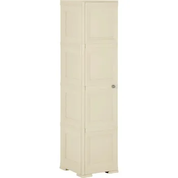 Zahradní úložný box OMAXI Plastová skříňka 40 x 43 x 164 cm design dřeva angorská bílá 831533