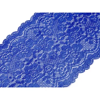 Krajka Elastická krajka / vsadka / běhoun šíře 18 cm METRÁŽ - 5 modrá královská