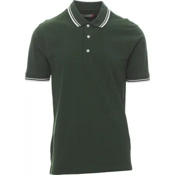 Pánské tričko Payperwear Polokošile Skipper s kontrastním lemováním Barva: zelená lesní - bílá, Velikost: M