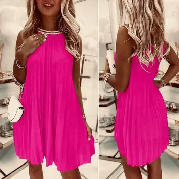 Dámské šaty Plisované šaty růžové Velikost: UNI: XS - L