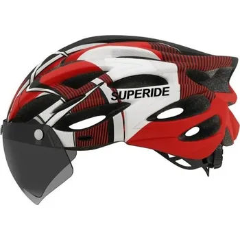 Cyklistická přilba Lehká cyklistická helma s magnetickými odnímatelnými brýlemi Větrací otvory Unisex velikost 54–61 cm Ochranná přilba na kolo červená