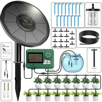 Zavlažovač Solární automatický zavlažovací systém s časovačem LCD Trizwa 3W pro až 15 květináčů Venkovní i vnitřní kapková závlaha bez tlaku