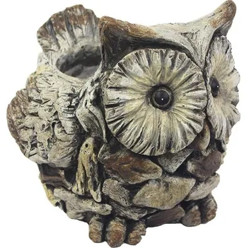 Truhlík Dekorace na květinu sova X2361