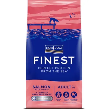 Krmivo pro psa FISH4DOGS Granule velké pro dospělé psy Finest losos s bramborami 12 kg, 1+