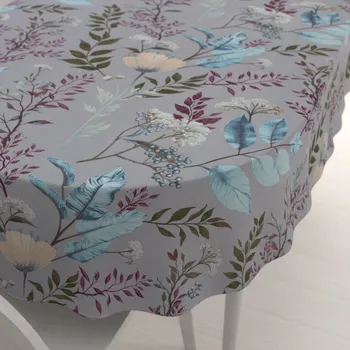 ubrus Bavlněný oválný ubrus Sandra SA-621 Podzimní větvičky na modrošedém 50x100 cm