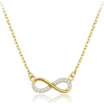 MINET Elegantní zlatý náhrdelník nekonečno s bílými zirkony Au 585/1000 1,95g