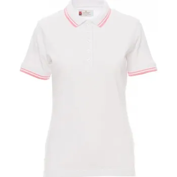 Dámské tričko Payperwear Dámská polokošile Skipper s kontrastním lemováním Barva: bílá - růžová neonová, Velikost: XS