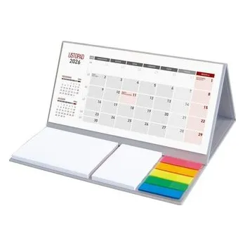 Diář Kalendarz 2026 Biurkowy z notesem szary