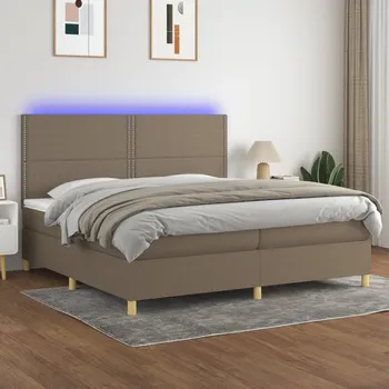 Postel vidaXL Box spring postel s matrací a LED 200x200 cm textil [3135384] Barva: taupe