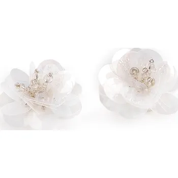 Flitrový květ s korálky Ø3,8 cm, barva 1 transparent