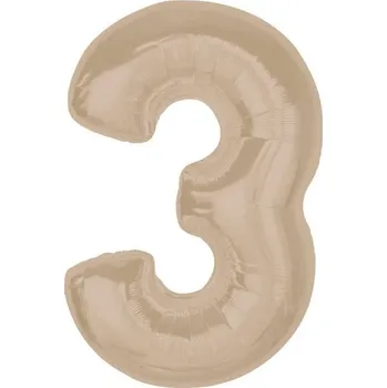 Balónek Godan Balónek fóliový číslo 3 matný latte 92cm