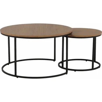 Obývací stěna Konferenční stolky, set 2 ks, dub/černý, IKLIN