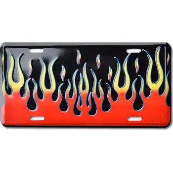 Plechová cedule Americká SPZ Black Flames