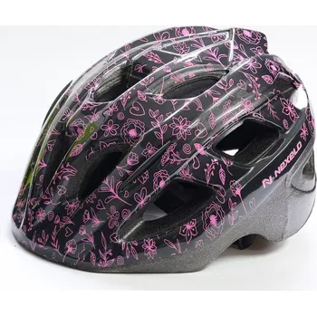Cyklistická přilba NEXELO PŘILBA VIA SHINY RŮŽOVO-ČERNÁ KVĚTY M 53-55 CM