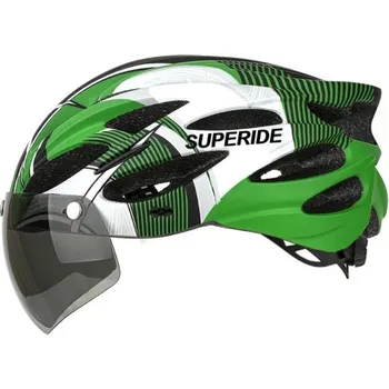 Cyklistická přilba Lehká cyklistická helma s magnetickými odnímatelnými brýlemi Větrací otvory Unisex velikost 54–61 cm Ochranná přilba na kolo zelená