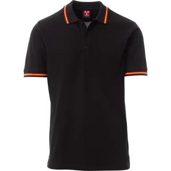 Pánské tričko Payperwear Polokošile Spain s trikolórou u krku a na rukávech Barva: Černá, Velikost: XL