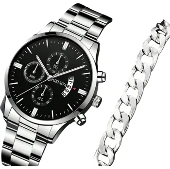 Hodinky Luxusní pánské quartz hodinky s náramkem z nerezové oceli Stylový doplněk Obchodní hodinky Odolné proti poškrábání Moderní design stříbrná