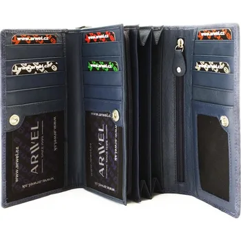 Peněženka Dámská kožená klopnová peněženka se vzorem Arwel 2235 - navy