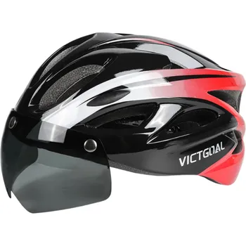 Cyklistická přilba cyklistická helma s odnímatelnými magnetickými slunečními UV400 brýlemi Zadní blikající LED světlo 18 větracích otvorů Ultralehká Obvod hlavy 57-61 cm červená