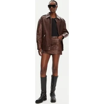 Dámská sukně PINKO Kožená sukně Geordie 104957 A2I1 Hnědá Slim Fit 40