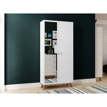 Ložnice Šatní skříň Tunbergia TN05, Barva: Bílá / bílá + dub Craft zlatý MIRJAN 5902928117868