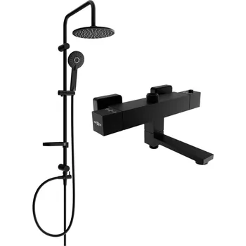 Sprchový set MEXEN/S - Carl sprchový sloup včetně sprchové termostatické baterie Cube, černá 77910240-70