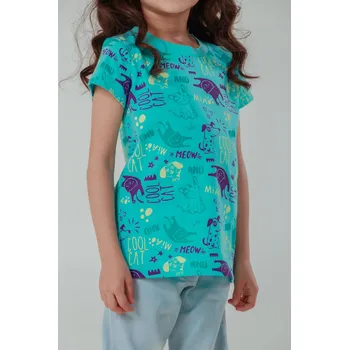 Dětská móda Dívčí tričko Cool Cat - tyrkysová 122