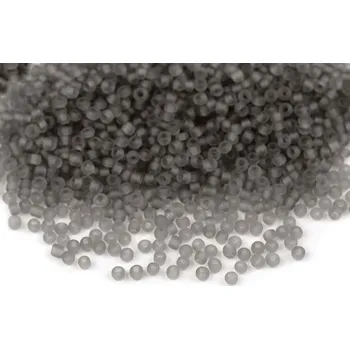 Dětské navlékací korálky Rokajl 12/0 - 2 mm transparent frosted, malé, 5 (M12) šedá