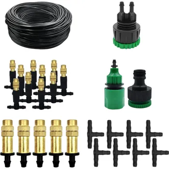 Zavlažovač Zavlažovací sada 30 m s mosaznými tryskami 2cestným adaptérem a T-spojkami pro zahrady skleníky terasy ochlazování mlžením