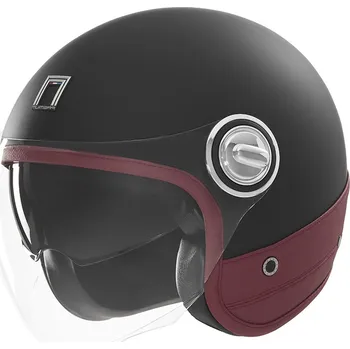 Helma na motorku Otevřená helma na motorku NOX PREMIUM Heritage matná černá s červenou kůží S