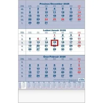 Kalendář Kalendář nástěnný Tříměsíční 2026 / 50cm x 31,5cm / 1061640
