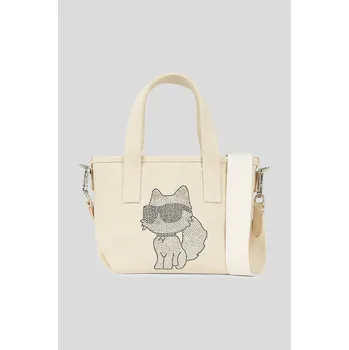 Kabelka Bavlněná kabelka Karl Lagerfeld IKON CHOUP béžová barva, A3W50115 01X, vel. ONE SIZE