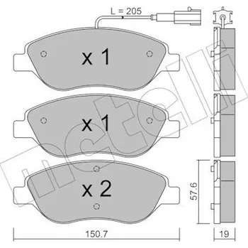 Brzdová destička Sada brzdových destiček, kotoučová brzda METELLI 22-0577-0