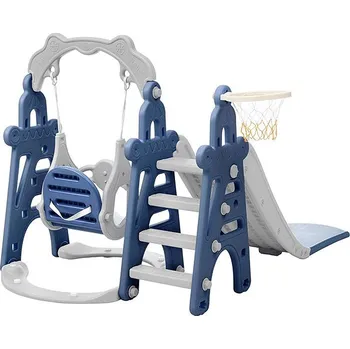 skluzavka Emporio Plastová skluzavka s houpačkou a dvěmi basketbalovými koši, modrá 180 × 190 × 123 cm